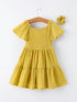 spring-solid-girls-lace-tiered-dress-with-scrunchie-Sophia's Style-2