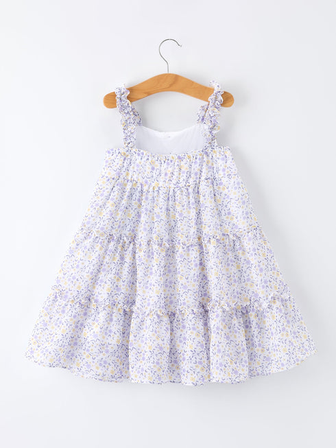 spring-floral-girls-ruffle-bow-spaghetti-strap-dress-Sophia's Style-2