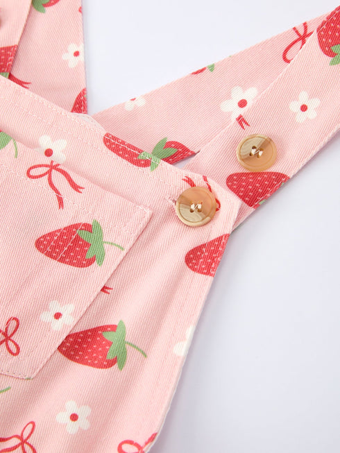 girls-spring-short-sleeved-top-strawberry-print-overall-dress-set-Sophia's Style-4