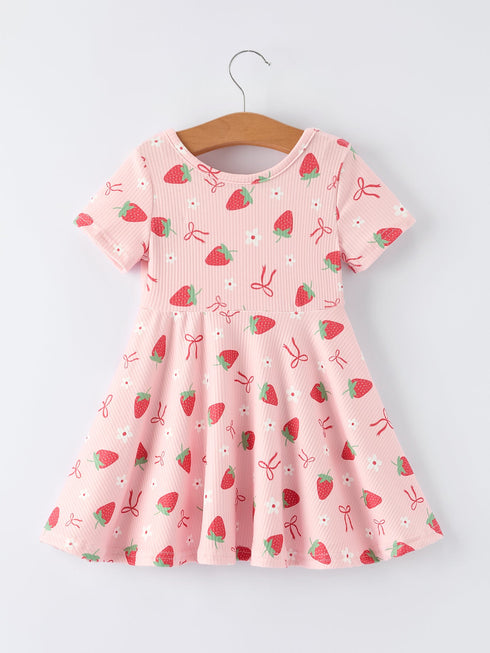 strawberry-bow-girls-short-sleeves-dress-Sophia's Style-2