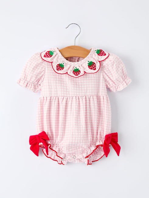 baby-girls-plaid-smocked-strawberry-applique-romper-Sophia's StyleRomper-1