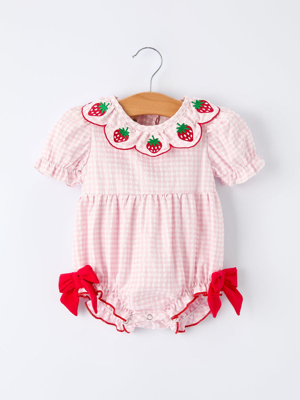 baby-girls-plaid-smocked-strawberry-applique-romper-Sophia's StyleRomper-1