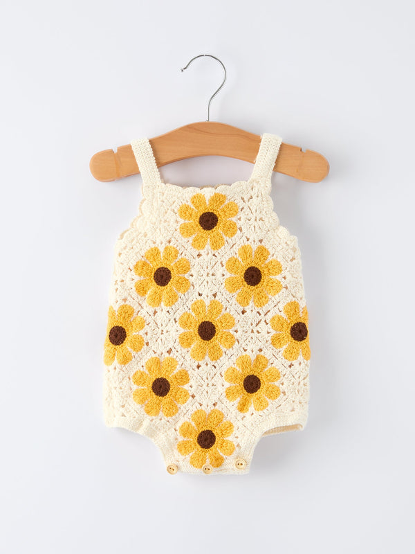 summer-sunflower-baby-crochet-romper-Sophia's StyleRomper-1