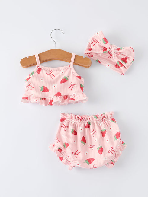 strawberry-bow-baby-girls-short-sleeves-bloomer-set-Sophia's Style-2