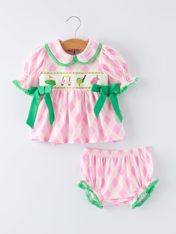 spring-golf-embroidered-baby-girls-smocked-bow-bloomer-set-Sophia's StyleRomper-1