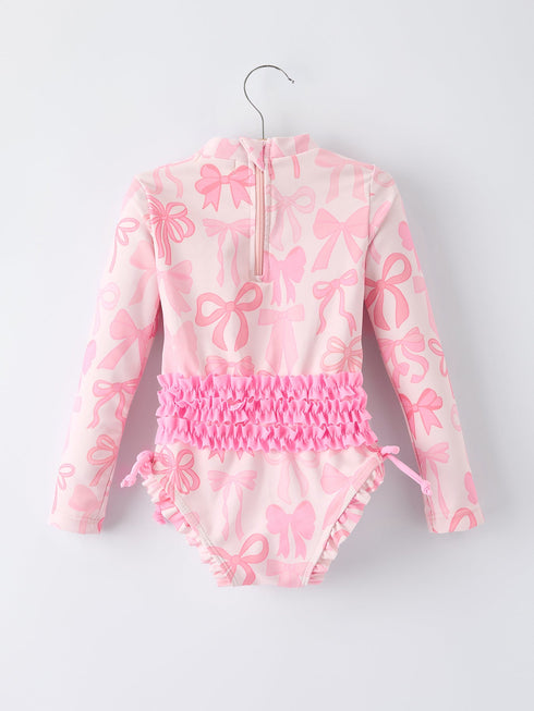 summer-bow-print-girls-long-sleeve-ruffle-one-piece-swimsuit-sophias-style-2