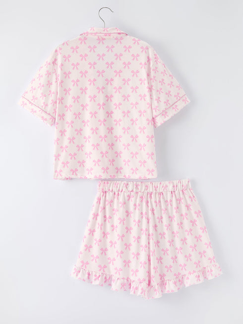 mommy-me-pink-bow-print-ruffle-pajama-set-sophias-style-9