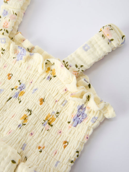 muslin-floral-smocked-baby-romper-with-matching-hat-Sophia's Style-5