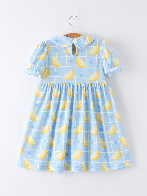 summer-lemon-print-girls-puff-sleeve-dress-sophias-style-2