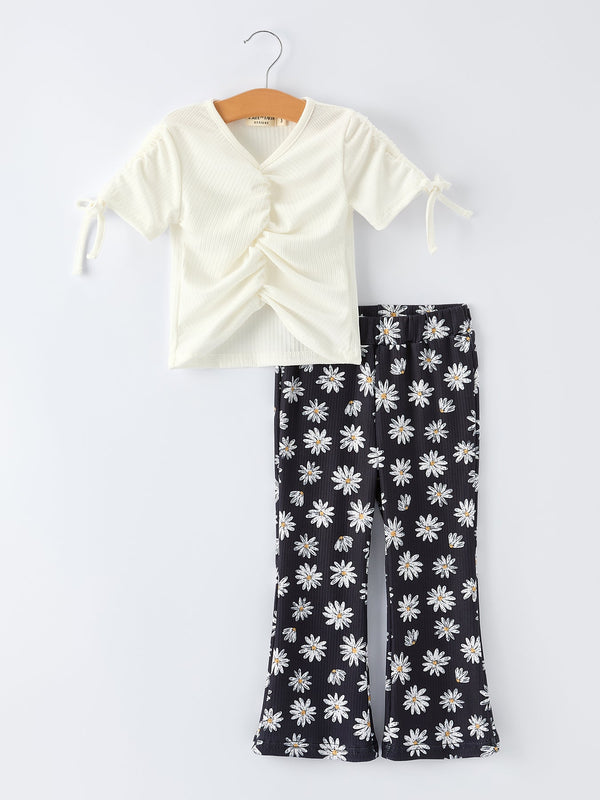 girls-spring-daisy-set-ruched-tie-sleeve-sophias-styleOutfit-1