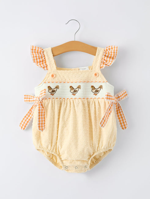 farm-girl-chicken-smocked-bow-ruffle-romper-sophias-styleRomper-1