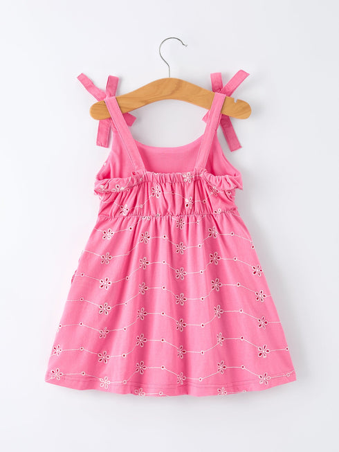 pink-color-girl-bow-strap-ruffle-dress-sophias-style-2