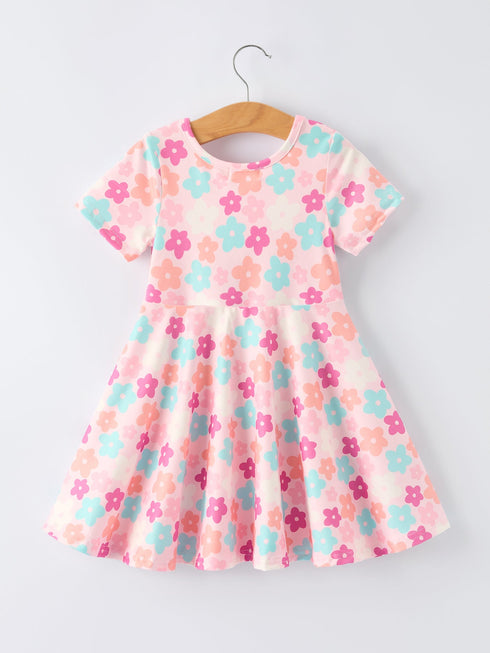 girl-colorful-floral-short-sleeve-dress-sophias-style-2