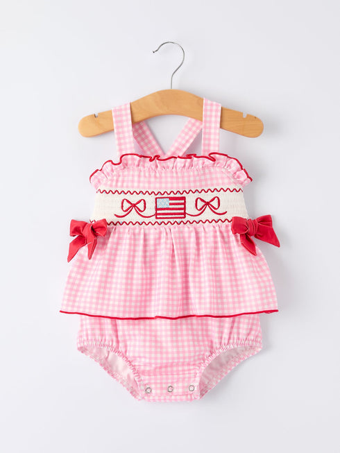 4th-of-july-plaid-girls-romper-bow-ruffle-sophias-styleRomper-1