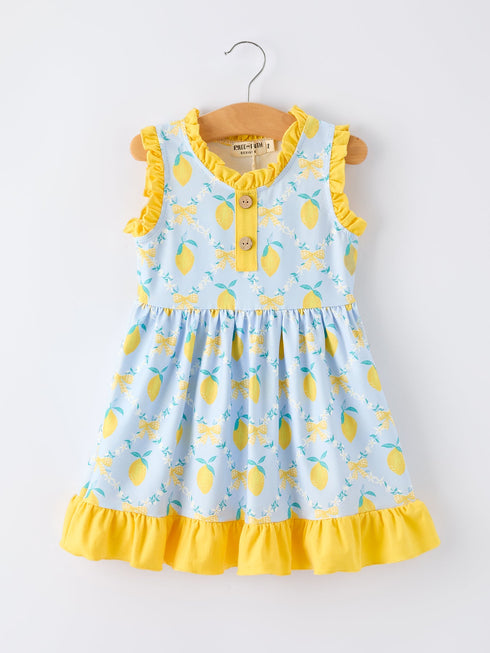 summer-lemon-floral-print-girl-sleeveless-ruffle-dress-sophias-styleDress-1