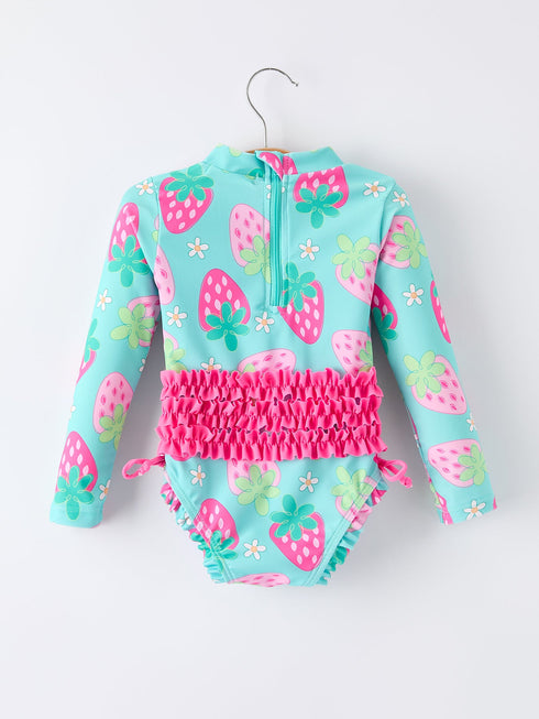summer-strawberry-print-girl-long-sleeve-ruffle-one-piece-swimsuit-sophias-style-2