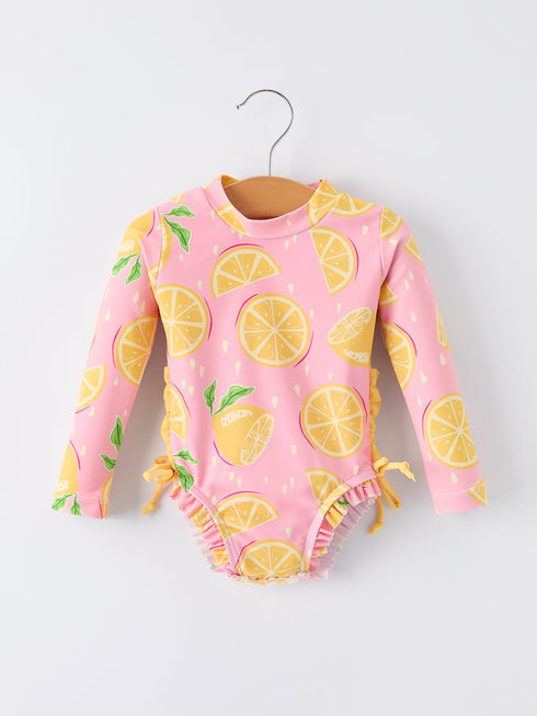 summer-lemon-print-girl-long-sleeve-ruffle-one-piece-swimsuit-sophias-styleSwimsuit-1