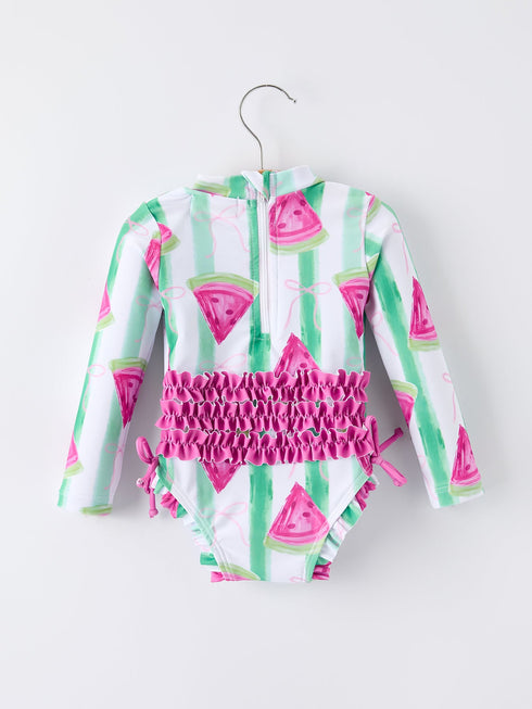 summer-watermelon-print-girl-long-sleeve-ruffle-one-piece-swimsuit-sophias-style-2