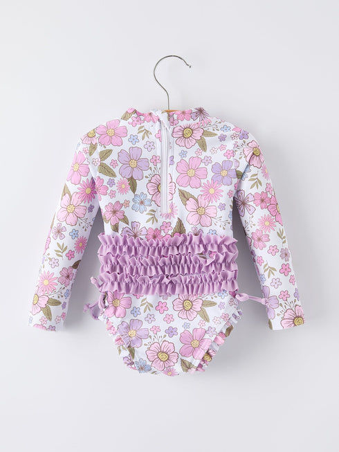 summer-floral-print-girl-long-sleeve-ruffle-one-piece-swimsuit-sophias-style-2