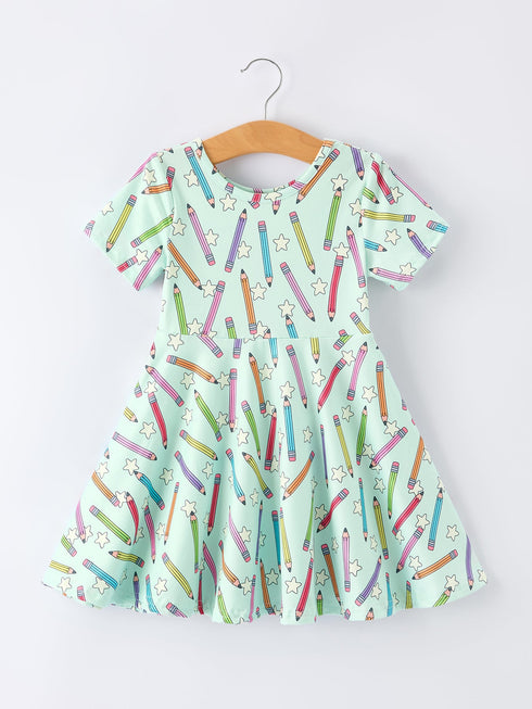 back-to-school-pencil-print-girls-dress-short-sleeve-sophias-styleDress-1