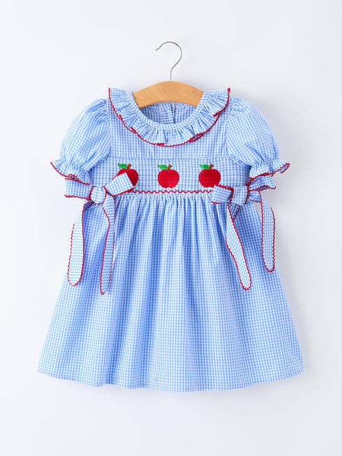 back-to-school-apple-plaid-girls-dress-smocked-puff-sleeve-bow-sophias-styleDress-1