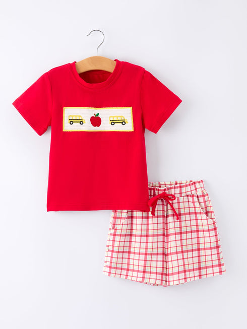 back-to-school-school-bus-boys-set-red-plaid-shorts-sophias-styleOutfit-1