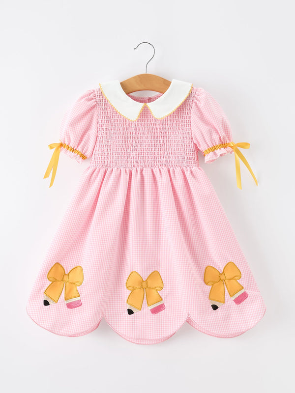 girls-back-to-school-pencil-twirl-dress-bow-applique-smocked-sophias-styleDress-1