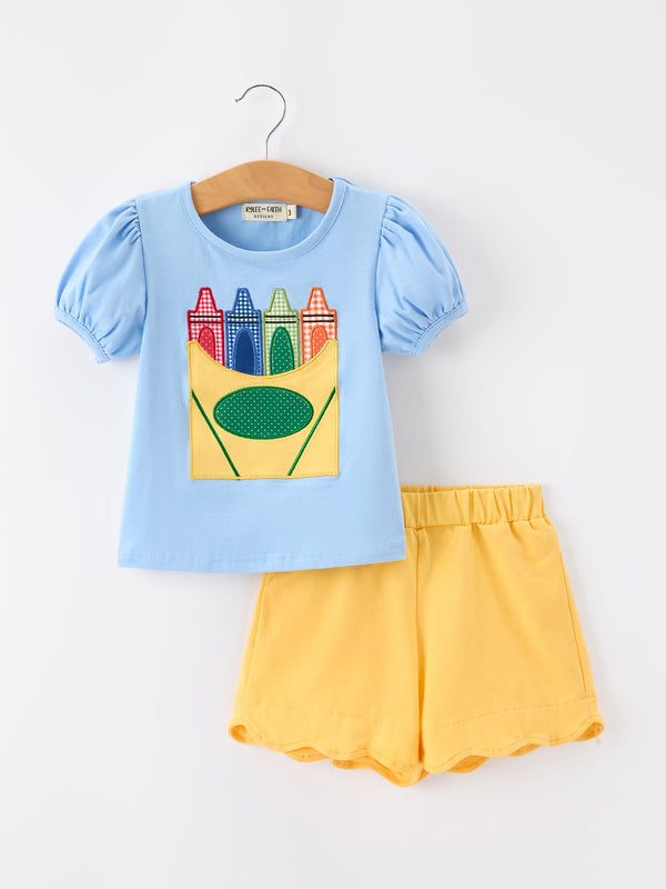 girls-back-to-school-crayon-applique-top-shorts-set-sophias-styleOutfit-1
