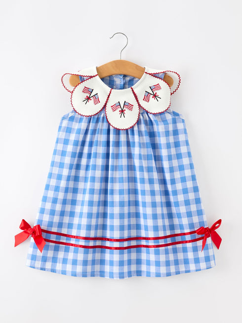 girls-4th-of-july-plaid-twirl-dress-bow-embroidery-petals-collar-sophias-styleDress-1