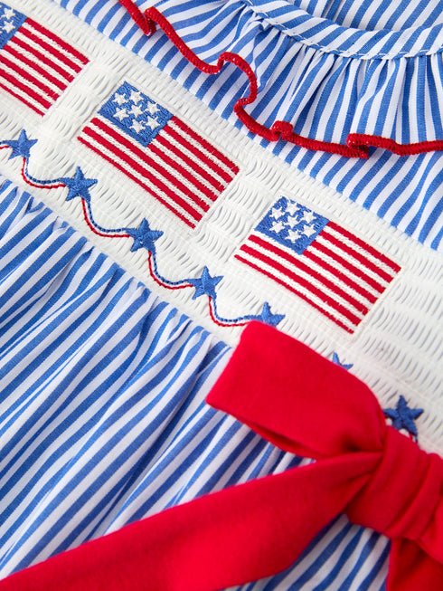 girls-4th-of-july-plaid-romper-bow-smocked-embroidery-sophias-style-3