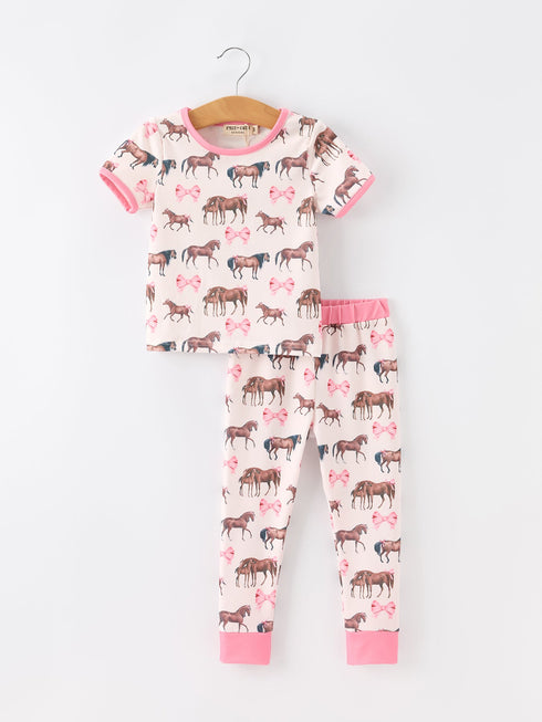 girls-western-horse-bow-pajamas-set-print-sophias-stylePajamas-1