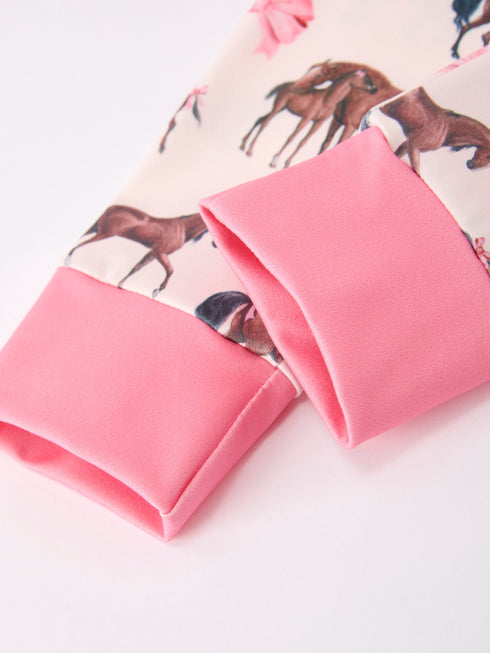 girls-western-horse-bow-pajamas-set-print-sophias-style-5