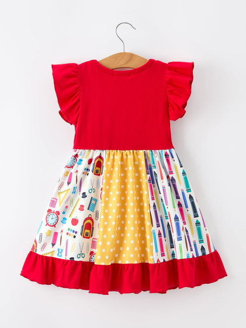 girls-back-to-school-pencil-twirl-dress-ruffle-patchwork-sophias-style-2
