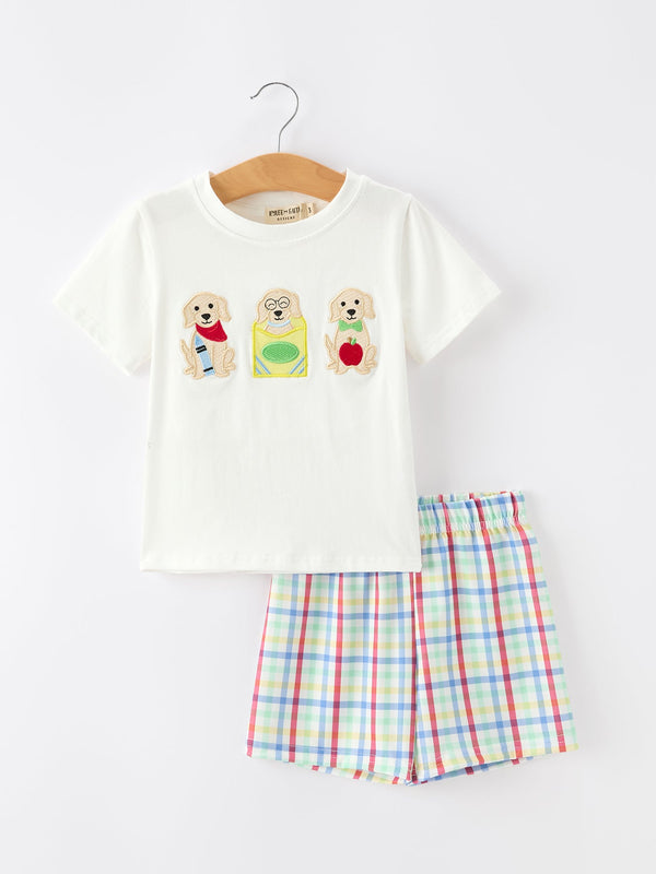 boys-back-to-school-dog-plaid-short-set-applique-sophias-styleOutfit-1