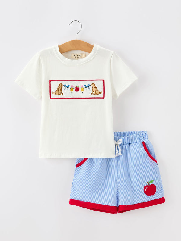 back-to-school-apple-pencil-embroidery-boy-top-shorts-set-sophias-styleOutfit-1