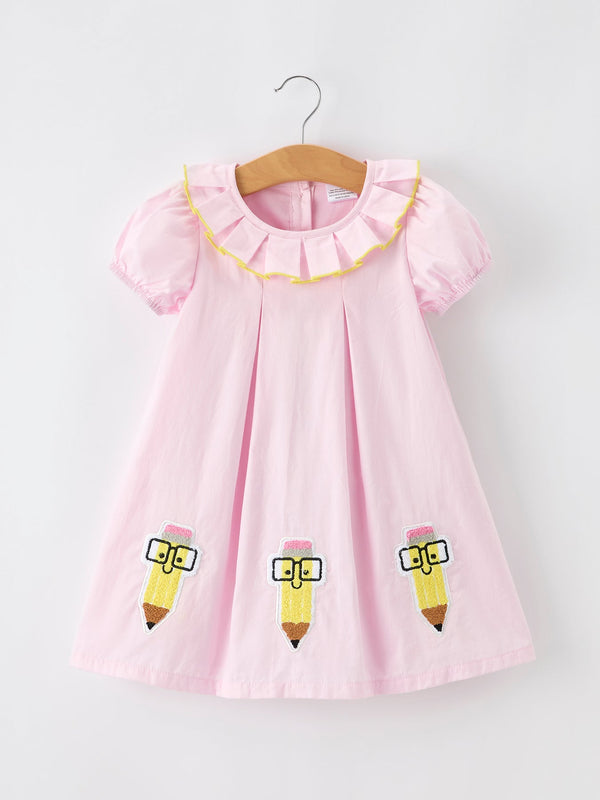 back-to-school-pink-pencil-applique-ruffle-collar-girls-dress-sophias-styleDress-1