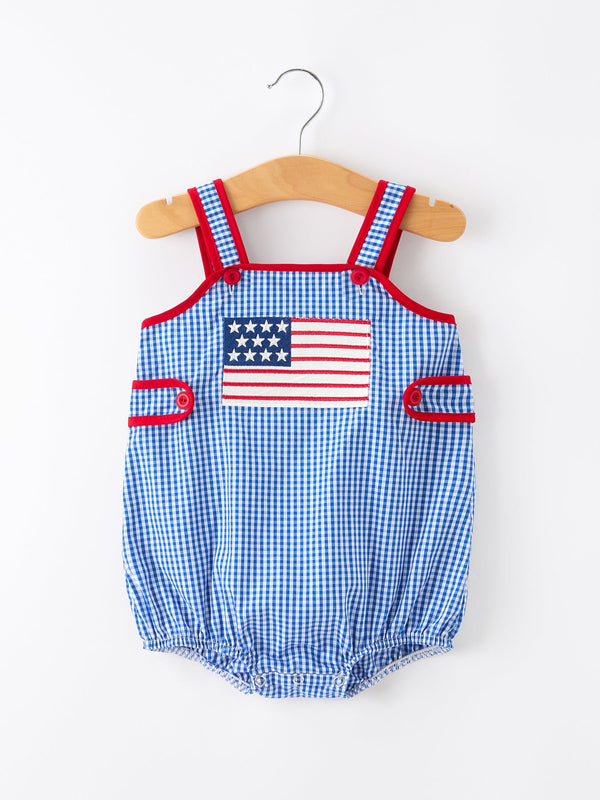 4th-of-july-flag-chenille-baby-girl-romper-plaid-sophias-styleRomper-1