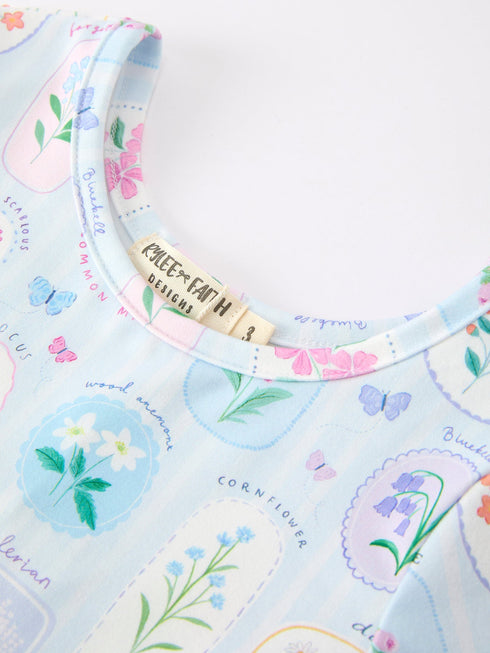 summer-floral-botanical-girls-dress-blue-short-sleeve-sophias-style-3