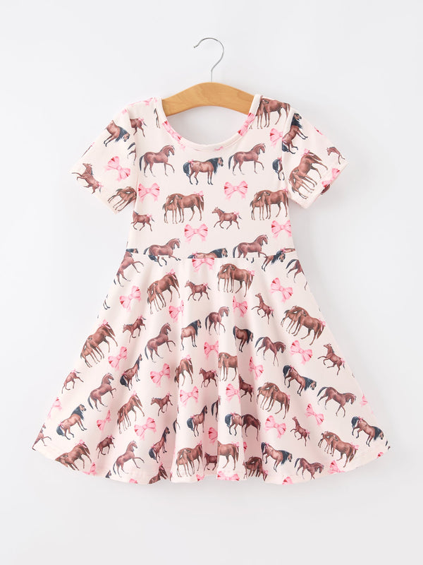 girls-western-horse-print-twirl-dress-short-sleeve-sophias-styleDress-1
