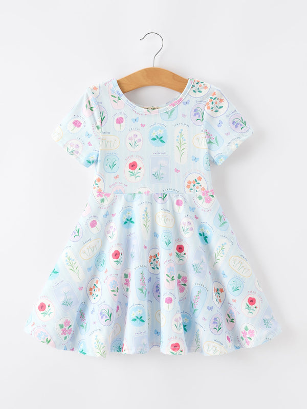 summer-floral-botanical-girls-dress-blue-short-sleeve-sophias-styleDress-1