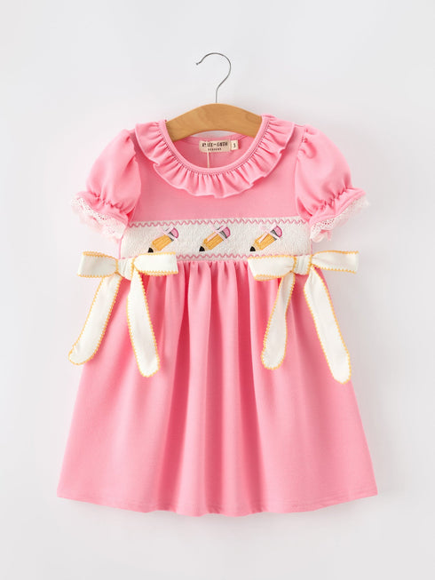 back-to-school-embroidery-girls-dress-bow-ruffle-puff-sleeve-sophias-styleDress-1
