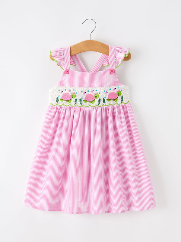 turtle-girls-dress-pink-stripe-ruffle-strap-sophias-styleDress-1