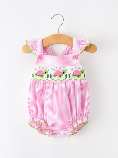 turtle-girls-romper-pink-stripe-ruffle-strap-smocked-sophias-styleRomper-1
