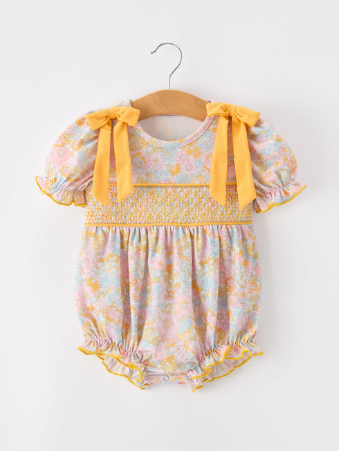 yellow-bow-smocked-floral-baby-bubble-sophias-styleRomper-1