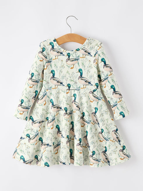 girls-duck-print-dress-long-sleeve-twirl-dress-sophias-style-2