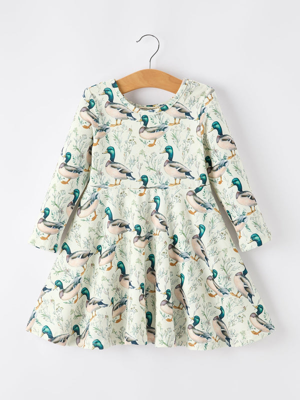 girls-duck-print-dress-long-sleeve-twirl-dress-sophias-styleDress-1