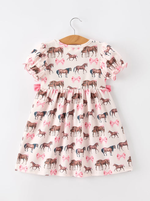 western-horse-smocked-girls-dress-bow-ruffle-short-sleeve-sophias-style-2