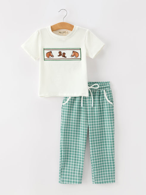 western-plaid-horse-embroidery-boy-pants-set-sophias-styleOutfit-1