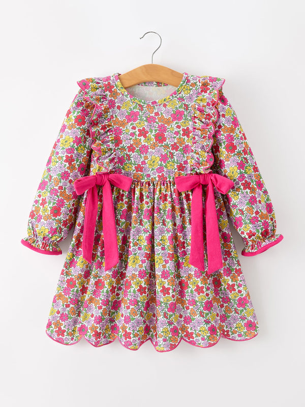 hot-pink-bow-floral-girl-dress-sophias-styleDress-1