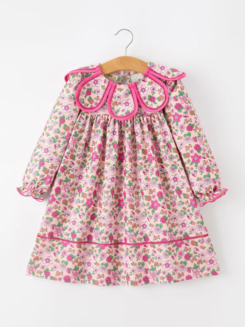 hot-pink-floral-petals-collar-girl-dress-sophias-styleDress-1